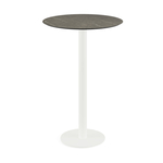 Feros Urban - Bartisch weißes Gestell + Midnight-Marmor HPL-Platte Ø70 cm, Weiß + Midnight Marmor