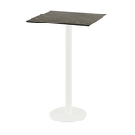 Feros Urban - Bartisch weißes Gestell + Midnight-Marmor HPL-Platte 70x70 cm, Weiß + Midnight Marmor