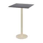 Feros Urban - Bartisch sandfarbenes Gestell + schwarze HPL-Platte 70x70 cm, Sand + Schwarz