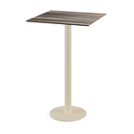 Feros Urban - Bartisch sandfarbenes Gestell + Tropenholz HPL-Platte 70x70 cm, Sand + Tropenholz