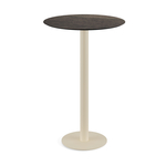 Feros Urban - Bartisch sandfarbenes Gestell + Riverwashed Holz HPL-Platte Ø70 cm, Sand + Riverwashed Holz