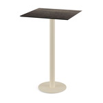 Feros Urban - Bartisch sandfarbenes Gestell + Riverwashed Holz HPL-Platte 70x70 cm, Sand + Riverwashed Holz