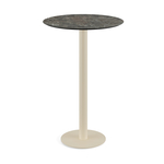 Feros Urban - Bartisch sandfarbenes Gestell + Galaxy-Marmor HPL-Platte Ø70 cm, Sand + Galaxy Marmor