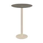 Feros Urban - Bartisch sandfarbenes Gestell + Midnight-Marmor HPL-Platte Ø70 cm, Sand + Midnight Marmor