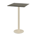 Feros Urban - Bartisch sandfarbenes Gestell + Midnight-Marmor HPL-Platte 70x70 cm, Sand + Midnight Marmor