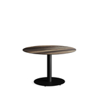 Feros Urban - Tischgestell niedrig schwarz + Tropical Wood HPL-Tischplatte Ø120 cm, Schwarz + Tropical Wood