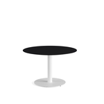 Feros Urban - Tischgestell niedrig weiß + Black HPL-Tischplatte Ø120 cm, White + Schwarz