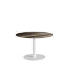 Feros Urban - Tischgestell niedrig weiß + Tropical Wood HPL-Tischplatte Ø120 cm, White + Tropical Wood