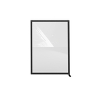 Feros Bodenmontiertes Endmodul Sichtschutzwand - Vollglas, Schwarz/Glas
