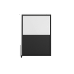 Feros Bodenmontiertes Mittelmodul Sichtschutzwand - Halbglas + Halb-HPL, Schwarz/Glas