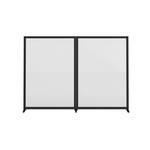 Feros Bodenmontierte Doppelsichtschutzwand - Vollglas, Schwarz/Glas