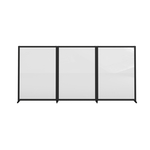 Feros Bodenmontierte Dreifachsichtschutzwand - Vollglas, Schwarz/Glas