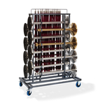 Feros Trolley Elegance - für 16 Absperrpfosten und Seile, Hammerite Silber