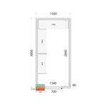 Tefcold Kühlzellen-Wandelemente 80 mm CR 150x300x212 NF, Weiß