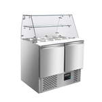 Vaiotec Gastro-Saladette, 2-fach mit eckigem Glasaufsatz, 900 × 700 mm