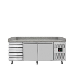 Vaiotec Gastro-Pizzakühltisch, 2-türig & 7 Schubladen grau, 2020 × 800 mm