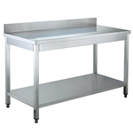 Vaiotec Gastro-Arbeitstisch, mit Grundboden & Aufkantung, 1200 × 600 mm
