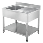 Vaiotec Gastro-Spültisch, 1 Becken links mit Abtropffläche, 1000 × 600 mm
