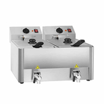 Vaiotec Elektro Gastro-Fritteuse 2 Becken mit Ablasshahn 8 + 8 Liter, 600 × 570 mm