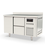 Vaiotec Topline Gastro-Kühltisch, 2-fach GN 1/1 mit 2 Schubladen, 1 Tür & Aufkantung, 1345 × 700 mm