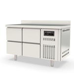 Vaiotec Topline Gastro-Kühltisch, 2-fach GN 1/1 mit 4 Schubladen & Aufkantung, 1345 × 700 mm