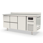 Vaiotec Topline Gastro-Kühltisch, 3-fach GN 1/1 mit 4 Schubladen, 1 Tür & Aufkantung, 1795 × 700 mm