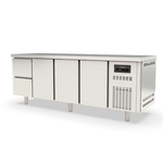Vaiotec Topline Gastro-Kühltisch, 4-fach GN 1/1 mit 2 Schubladen, 3 Türen, 2245 × 700 mm