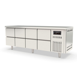 Vaiotec Topline Gastro-Kühltisch, 4-fach GN 1/1 mit 8 Schubladen, 2245 × 700 mm