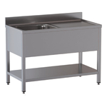 Vaiotec Topline Gastro-Spültisch, 1 Becken links + Abtropffläche, 1200 × 700 mm