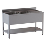 Vaiotec Topline Gastro-Spültisch, 2 Becken links + Abtropffläche, 1800 × 700 mm