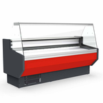 Vaiotec Topline Gastro-Kühltheke 250 – gerades Frontglas rot, 2465 × 800 mm