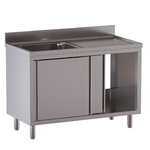 Vaiotec Topline Gastro-Spülschrank, 1 Becken links mit Schiebetüren, 1400 × 700 mm