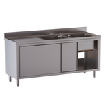 Vaiotec Topline Gastro-Spülschrank, 2 Becken rechts mit Schiebetüren, 1600 × 600 mm