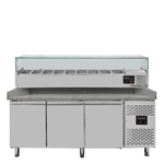 Vaiotec Gastro-Pizzakühltisch, 3-türig grau inkl. Gastro-Kühlaufsatz GN 1/3, 2020 × 800 mm