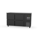 Vaiotec Topline Gastro-Barkühltisch schwarz, 4 Schubladen, 1485 × 530 mm