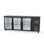 Vaiotec Topline Gastro-Barkühltisch schwarz, 3 Glastüren, 2025 × 530 mm