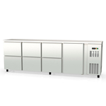 Vaiotec Topline Gastro-Barkühltisch Edelstahl, 1 Tür & 6 Schubladen, 2565 × 530 mm