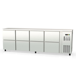 Vaiotec Topline Gastro-Barkühltisch Edelstahl, 8 Schubladen, 2565 × 530 mm