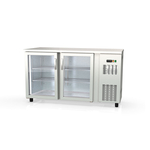 Vaiotec Topline Gastro-Barkühltisch Edelstahl, 2 Glastüren, 1485 × 530 mm