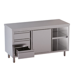 Vaiotec Topline Gastro-Arbeitsschrank, 2 Schiebetüren & 3 Schubladen links, 2000 × 700 mm