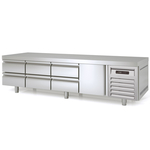 Vaiotec Topline Gastro-Unterbaukühltisch, 4-fach GN 1/1 mit 6 Schubladen, 1 Tür, 2245 × 700 mm