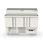 Vaiotec Topline Gastro-Belegstation, 3-fach mit Türen, Edelstahlaufsatz, GN 1/4, 1375 × 700 mm