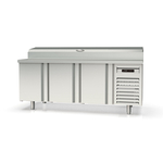 Vaiotec Topline Gastro-Belegstation, 3-fach mit Türen, Edelstahlaufsatz, GN 1/4, 2020 × 600 mm