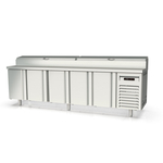 Vaiotec Topline Gastro-Belegstation, 5-fach mit Türen, Edelstahlaufsatz, GN 1/4, 2695 × 700 mm