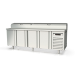 Vaiotec Topline Gastro-Belegstation, 4-fach mit Türen, Edelstahlaufsatz, GN 1/6, 2245 × 700 mm