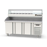 Vaiotec Topline Gastro-Pizzatisch, 3-fach mit Türen, EN 60x40, Granitplatte grau, inkl. Gastro-Kühlaufsatz, GN 1/4, 2020 × 800 mm