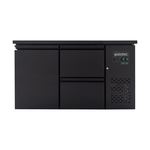Vaiotec Gastro-Barkühltisch schwarz, 1 Tür & 2 Schubladen – 280 l, 1465 × 520 mm