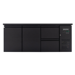 Vaiotec Gastro-Barkühltisch schwarz, 2 Türen & 2 Schubladen – 425 l, 2005 × 520 mm