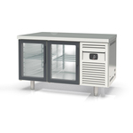 Vaiotec Topline Bäckerei Gastro-Kühltisch, 2-fach EN 60x40 mit 2 Glastüren, 1495 × 800 mm