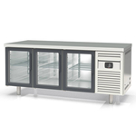 Vaiotec Topline Bäckerei Gastro-Kühltisch, 3-fach EN 60x40 mit 3 Glastüren, 2020 × 800 mm